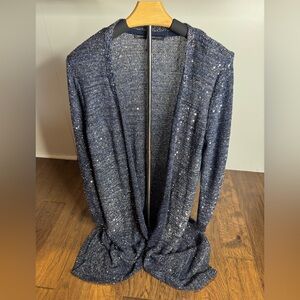 White House Black Market Navy Sparkly Cardigan